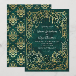Gothic Tarot Witch Green Wedding Invitation