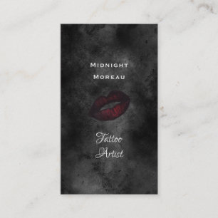 Gothic Tattoo Artist Red Lips QR Code Business Card