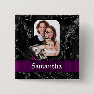 Gothic tattoo skull pinback button