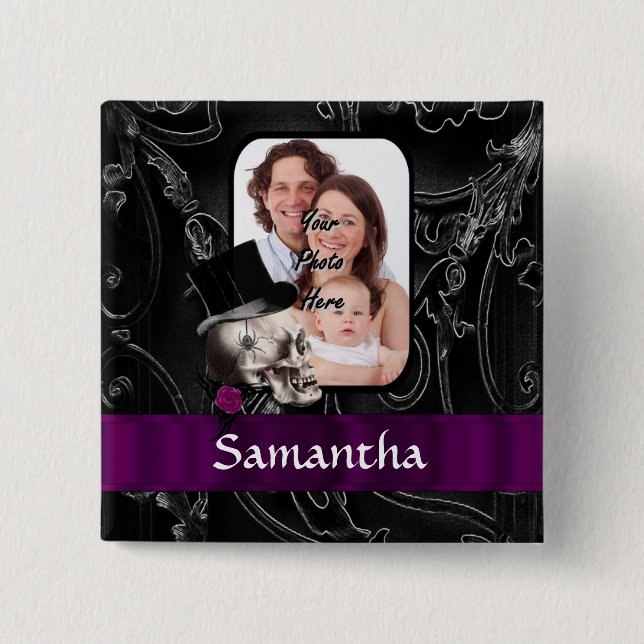 Gothic tattoo skull pinback button (Front)