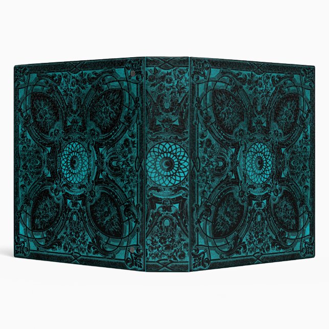 Gothic Teal Green Black Leather Book of Shadows 3 Ring Binder (Background)