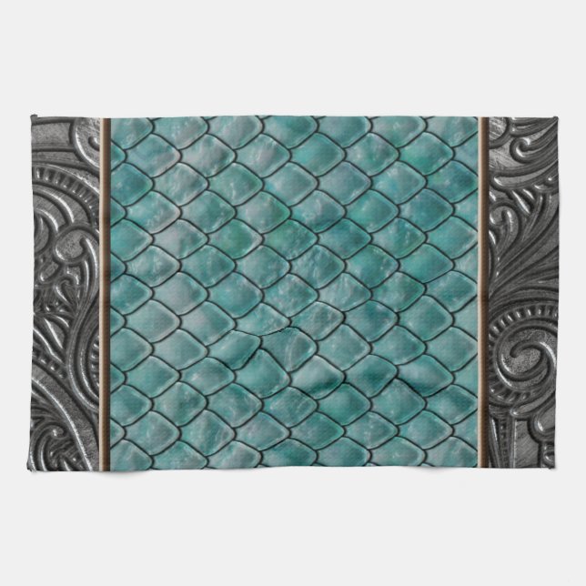 Gothic Teal II Kitchen Towel (Horizontal)