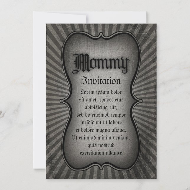 Gothic Text Mommy Invitation (Front)