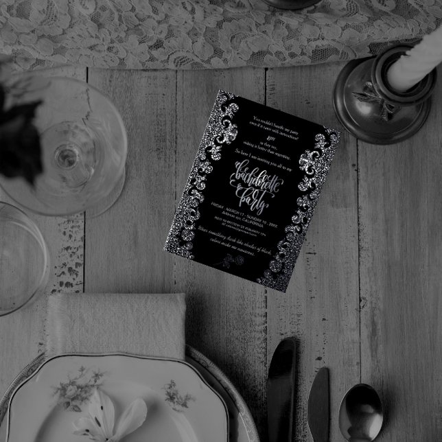 Gothic Theme Black Bachelorette Party Foil Invitation (Creator Uploaded)