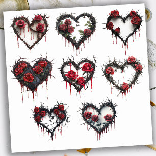 Gothic Thorns and Roses Bleeding Heart Sticker
