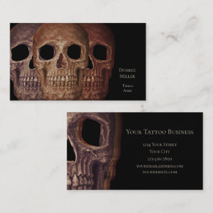 Gothic Three Skulls Sepia Brown Black Macabre Business Card