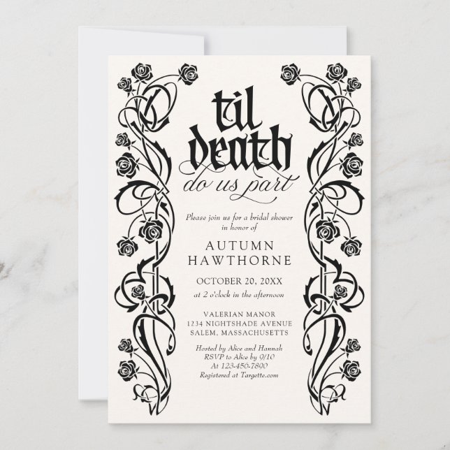 Gothic Til Death Bridal Shower Invitation (Front)