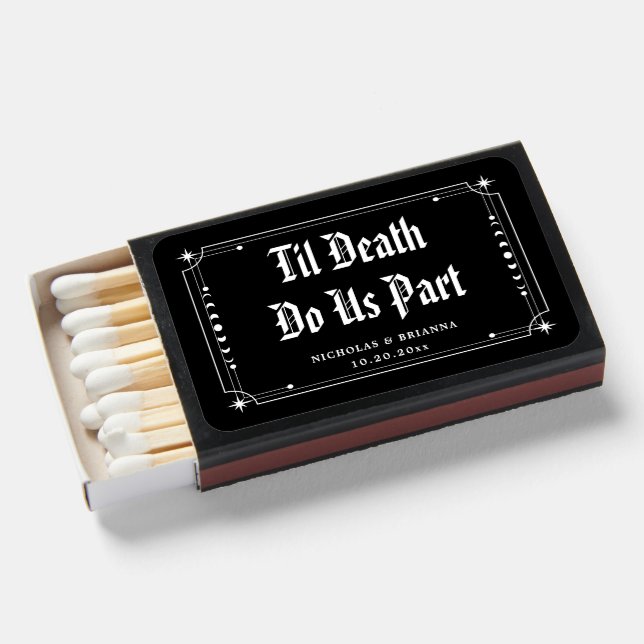Gothic Til Death Do Us Part Halloween Wedding Matchboxes (Front Open)