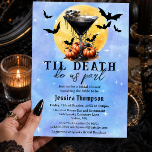 Gothic Til Death Do Us Part Martini Bridal Shower Invitation