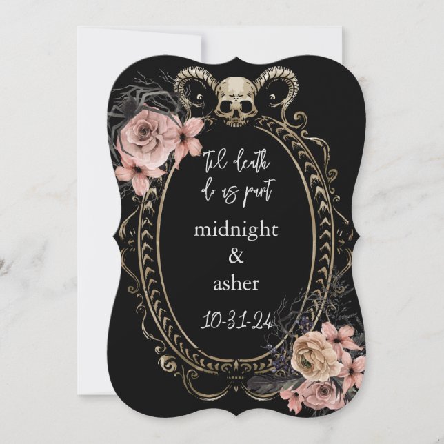 Gothic Til Death Do Us Part Skull Save the Date (Front)