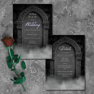 Gothic Til Death Do Us Part Tombstone Wedding Invitation