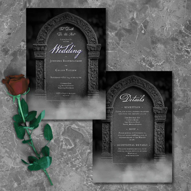 Gothic Til Death Do Us Part Tombstone Wedding Invitation | Zazzle