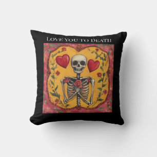 Gothic Til Death Skeleton Romance Wedding Decor Throw Pillow