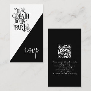 Gothic Til Death Us Do Part QR Black Wedding RSVP Enclosure Card