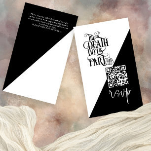 Gothic Til Death Us Do Part QR Wedding Black RSVP Enclosure Card
