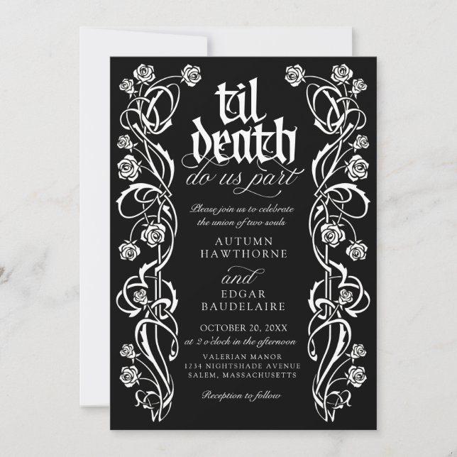 Gothic Til Death Wedding Invitation (Front)