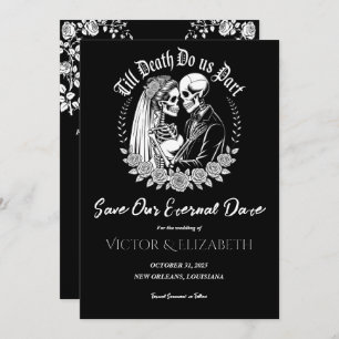 Gothic Till Death Black Elegant Skeleton Wedding Save The Date