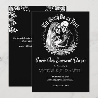 Gothic Till Death Black Elegant Skeleton Wedding Save The Date