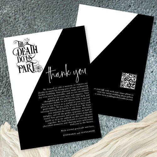 Gothic Till Death Do Us Part Black White Wedding Thank You Card
