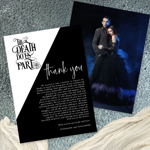 Gothic Till Death Do Us Part Photo Wedding Thank You Card