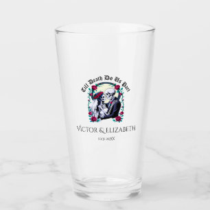 Gothic Till Death Do Us Part Skeleton Wedding Glass
