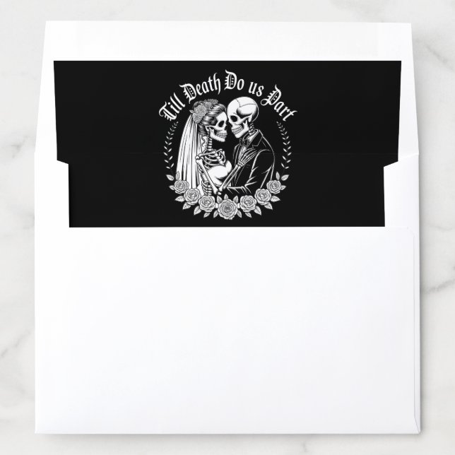 Gothic Till Death Skeleton Couple Wedding Envelope Liner (In Envelope)