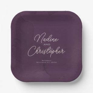 Gothic Toast, Plum Bride and Groom Paper Plates