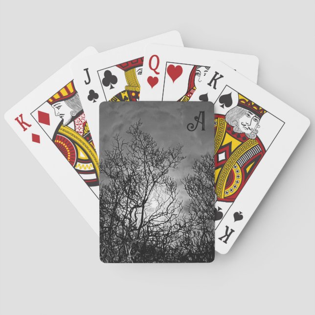 Gothic Tree Mystical Monogram Poker Cards (Back)