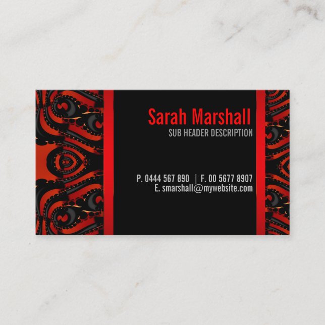 Gothic Tribal Goddess Red+Black Business Card (Front)