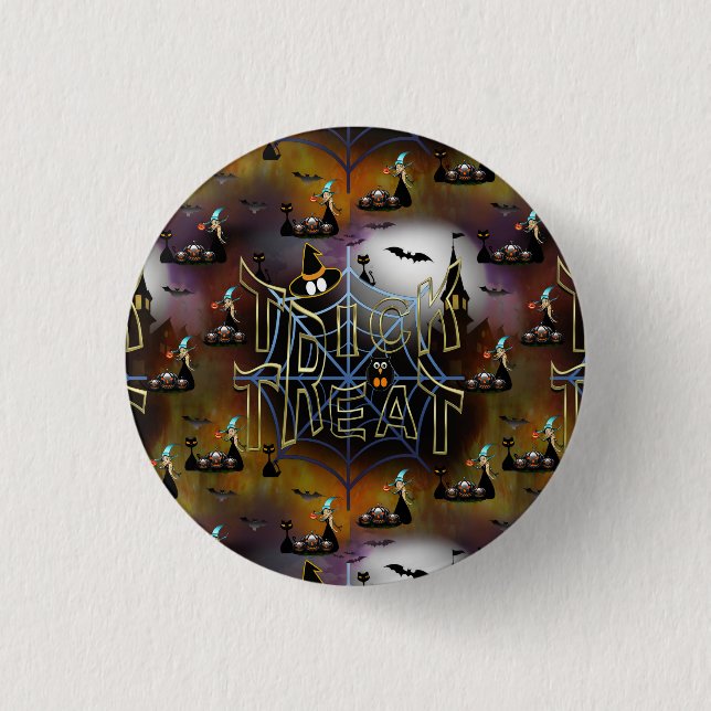 Gothic trick-or-treat spiderweb repeat button (Front)