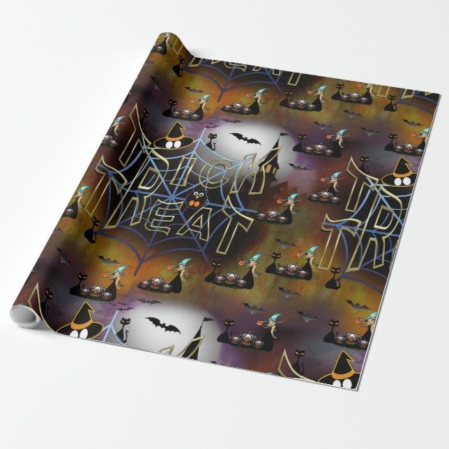 Gothic trick-or-treat spiderweb repeat wrapping paper (Unrolled)