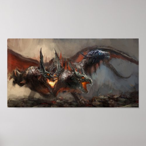 Gothic Triple_Head Dragon Mini Poster