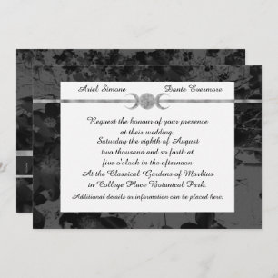 Gothic Triple Moon Floral Wedding Handfasting Ste Invitation