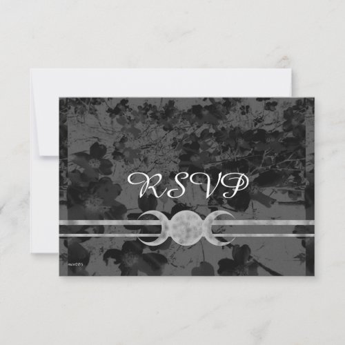 Gothic Triple Moon Floral Wedding Handfasting Ste RSVP Card