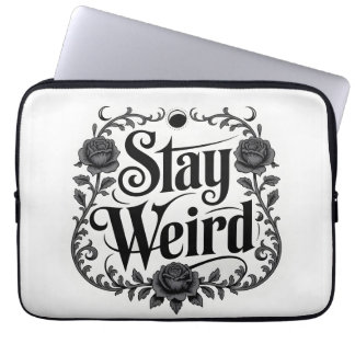 Gothic Typography Graphic "Stay Weird" Laptop Sleeve