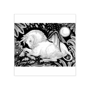 GOTHIC UNICORN, BAT WINGS, FANTASY RUBBER STAMP