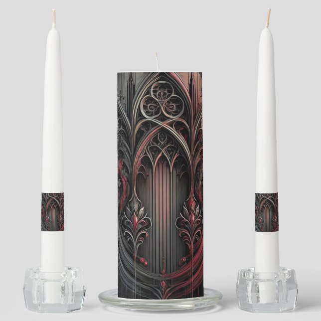 Gothic Unity Candle Set – Elegant Ceremony Accents (Front)