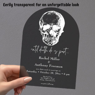 Gothic Until Death Skull Arch Wedding Acrylic Invitations