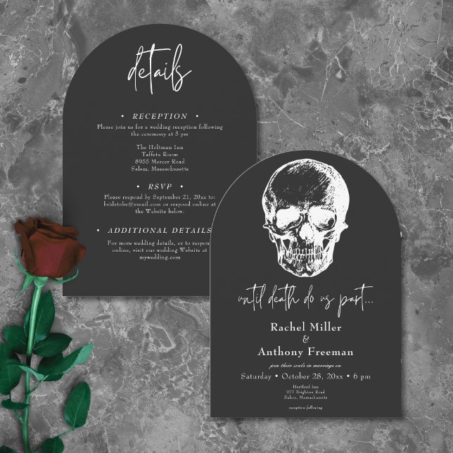 Gothic Until Death Skull Arch Wedding Two Sided Invitation (Gothic Until Death Skull Arch Wedding Two Sided Invitation)