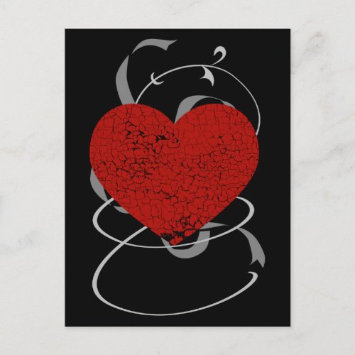 Gothic Valentine Broken Heart Postcard