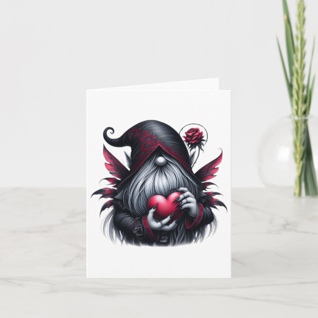 Gothic Valentine Gnome  Card (Front)