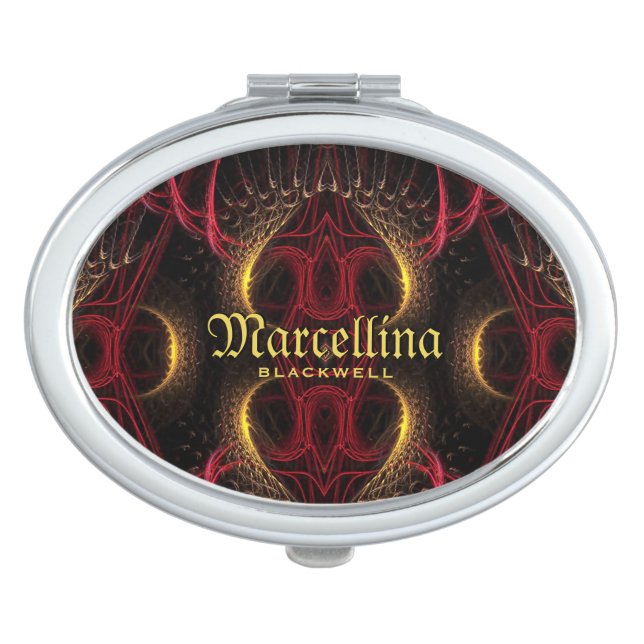 Gothic Valentine Gold Hearts Dark Arts Compact Mirror (Front)