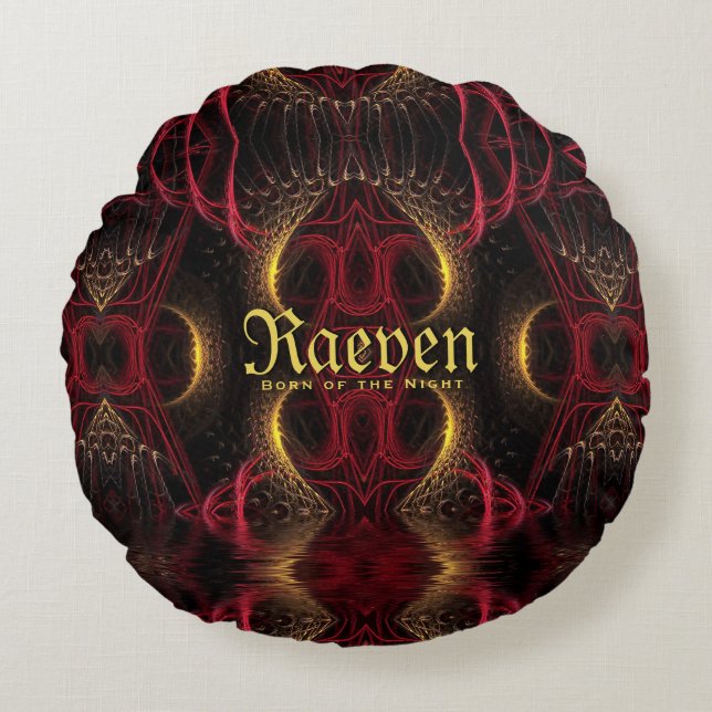 Gothic Valentine Gold Hearts Dark Romance Round Pillow (Front)
