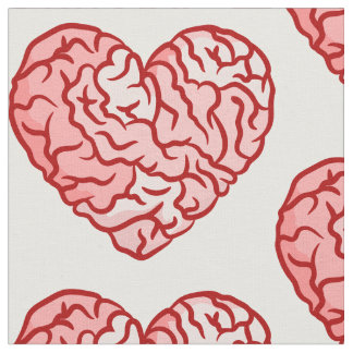 gothic valentine heart shaped brains creepy fabric
