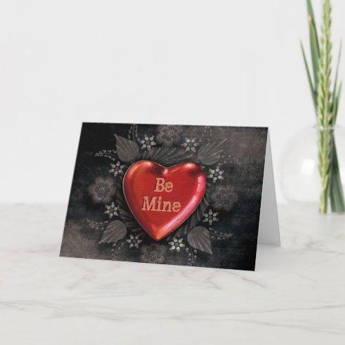 Gothic Valentine Red Heart in Chalk Holiday Card