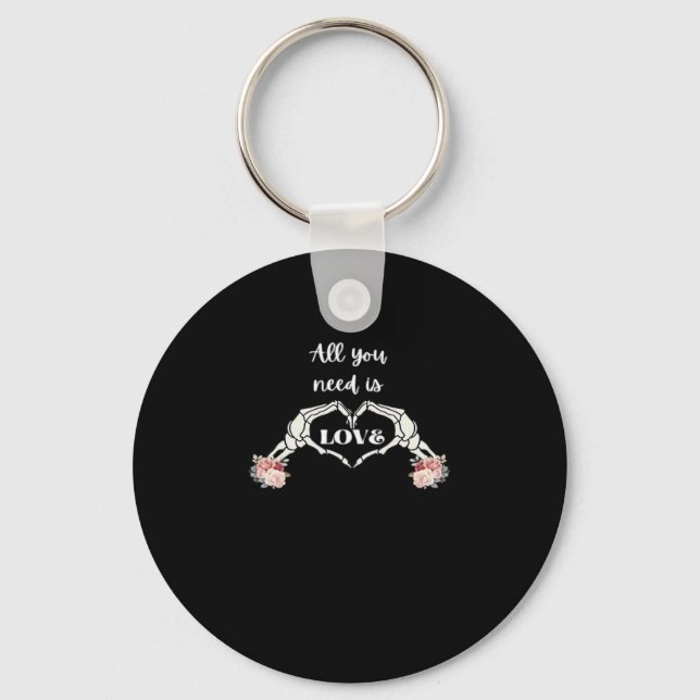 Gothic Valentines Classic - Skeleton Hands Heart  Keychain (Front)