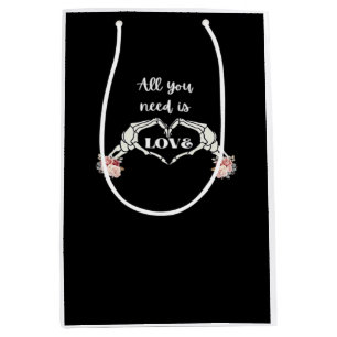 Gothic Valentines Classic - Skeleton Hands Heart Medium Gift Bag