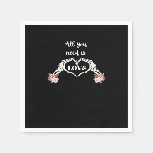 Gothic Valentines Classic - Skeleton Hands Heart  Napkins (Front)