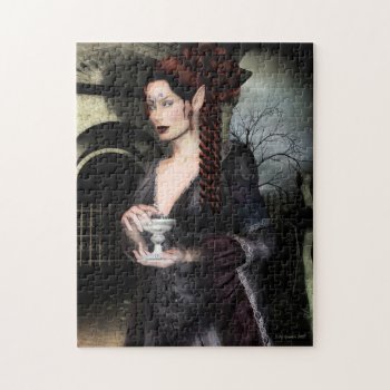 Gothic Vampire And Mausoleum Jigsaw Puzzle by kitandkaboodle at Zazzle