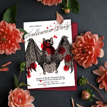 Gothic Vampire Bat Halloween Party Invitation